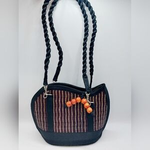 Limited Edition Black & Orange Baskets‎ of Cambodia Mini Kiri Beaded Wave Purse